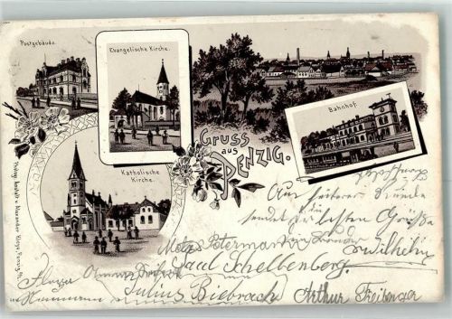 Penzig 1900 Posgebäude Ev. Kirche Bahnhof Kath. Kirche