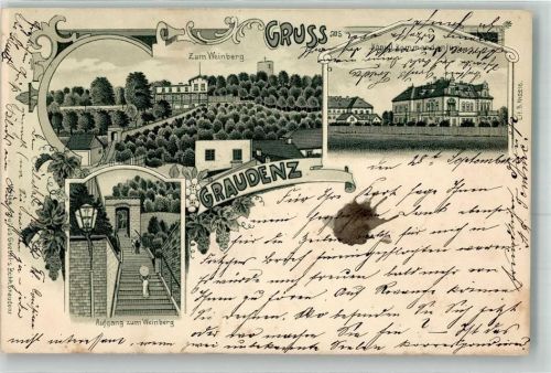 Graudenz 1900 Aufgang zum Weinberg Königl. Kommandantur