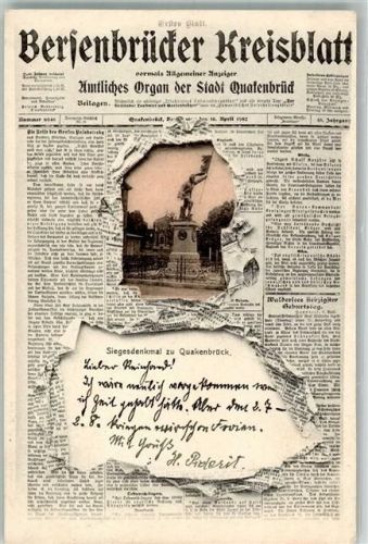 Quakenbrück 1904 Titelseite Bersenbrücker Kreisblatt Siegesdenkmal zu Quakenbrück