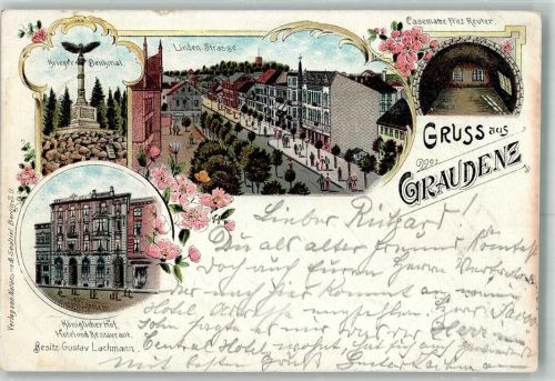 Graudenz 1897 Kriegerdenkmal Linden Straße Casematte Fritz Reuter