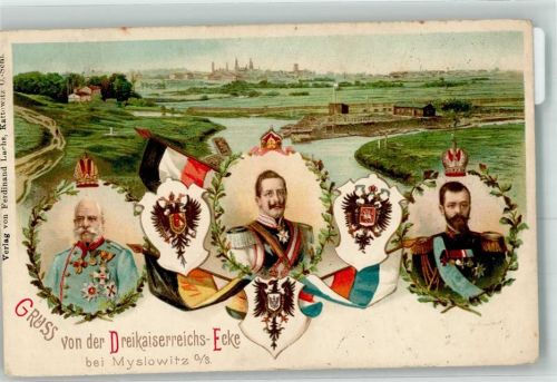 Myslowitz 1902 Dreikaiserreichs-Ecke