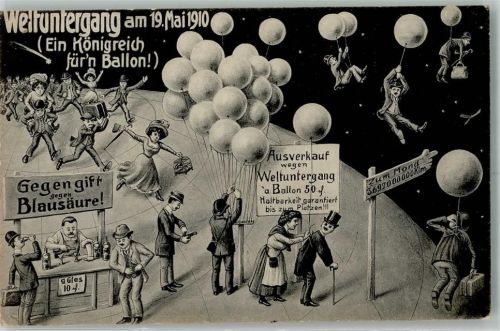 1910 Erinnerungskarte Untergang der Welt Ballon