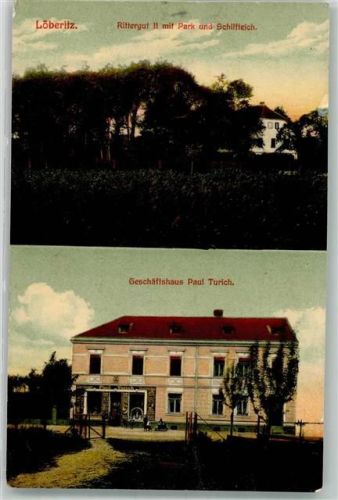 Löberitz 1918 Rittergut II mit Park Schilfteich Geschäftshaus Turich