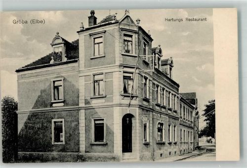 Gröba Gasthaus Hartung RS. Preisliste Postkarte