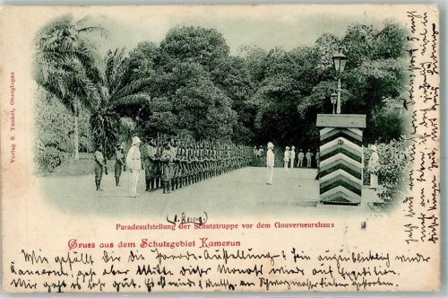 1901 Militär Paradeaufstellung der Schutztruppe vor dem Gouverneurshaus