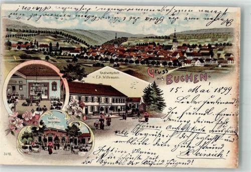 Buchen 1899 Gasthaus Wittemann Gasthaus mit Kegelbahn Billardzimmer