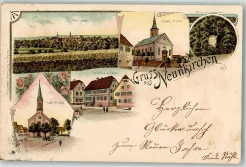 Neunkirchen 1897 Gasthaus zum Löwen Kath. Kirche Prinz Ludwigstein Ev. Kirche