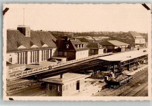 24937 W2390 Flensburg Gebrauchsspuren Bahnhof Bahnsteige Ort handschriftlich Foto AK