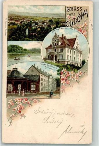 Bad Kudowa 1899 Villa Sanssouci Eugen-Quelle u. Marienbad