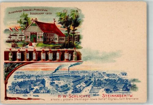 Steinhagen Steinhäger-Fabrik Schlichte Westfälisches Bauernhaus Steinhägerflaschen