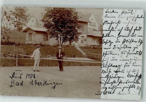 73337 W7347 Bad Überkingen 1906 Foto AK Herren beim Tennis Ort handschriftlich