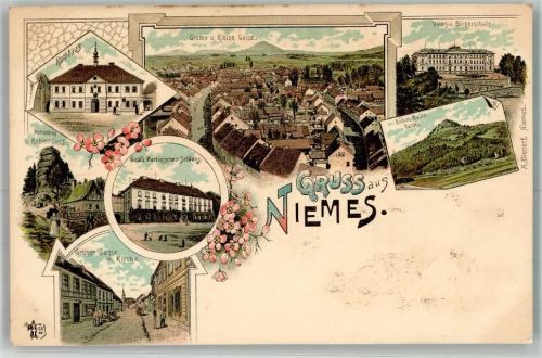 Niemes Rathaus Volks- u. Bürgerschule Große Gasse Kirche