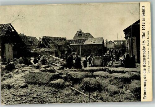 04425 O7101 Sehlis 1912 Foto AK Katastrophe am 12. Mai 1912 Zerstörte Gebäude