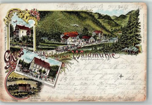 Schweidnitz 1898 Villa zur Erholung Gasthaus zur goldenen Waldmühle