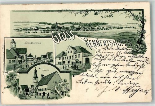 Rennertshofen 1902 Oberer Marktplatz Rathaus Gasthaus zum Löwen