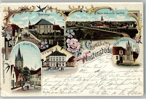 Westerstede 1901 Peterstraße Hotel Busch Kriegerdenkmal Koch's Brennerei
