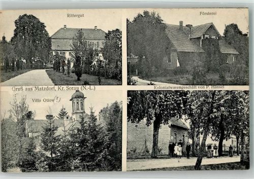 17337 O2151 Matzdorf 1912 - Rittergut Försterei Villa Otlow Kolonialwaren Hänsel