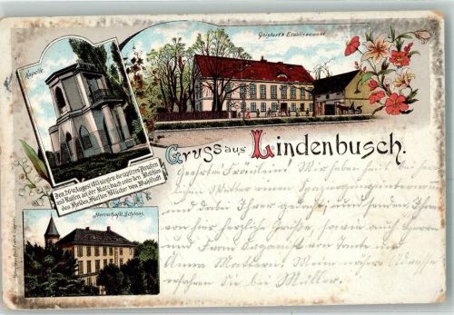 Lipce Lindenbusch 1898 Lithographie Herschaftl. Schloss Kapelle Gasthaus Geister