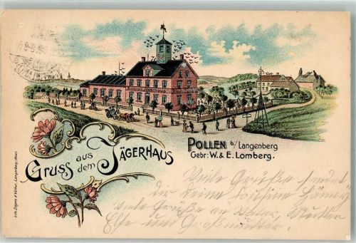 42549 W5620 Langenberg , Rheinl 1908 Lithographie Pollen Gasthaus Jägerhaus