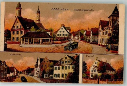 Göggingen 1924 Augsburgerstraße Hauptstraße Pfarrhof