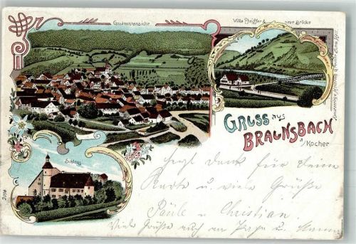Braunsbach 1900 Villa Pfeiffer Neue Brücke Schloß