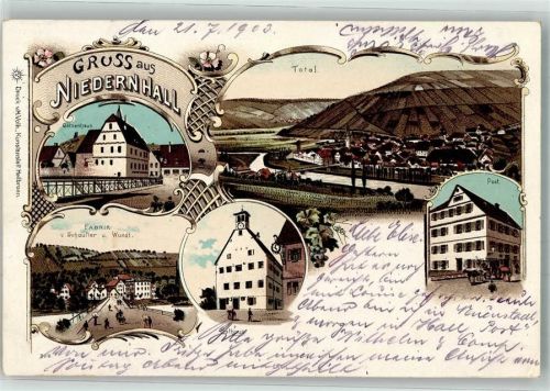 Niedernhall 1903 Götzenhaus Post Fabrik Schaufler u. Wulf Rathaus