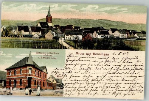 71272 W7253 Renningen 1907 - Metzgerei-Gasthaus zum Ochsen