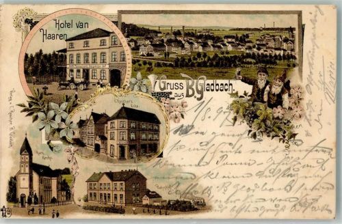 Bergisch Gladbach 1897 Zwerge Hotel van Haaren Kath. Kirche Bahnhof Roscher's Ecke