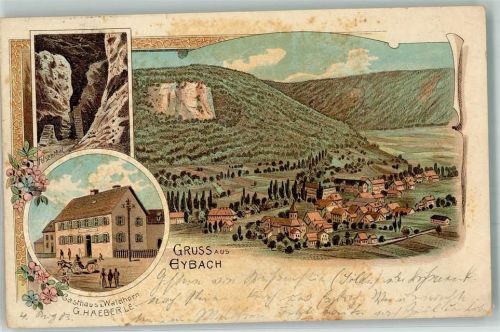 73312 W7340 Eybach 1903 Lithographie Felsenthal Gasthaus zum Waldhorn