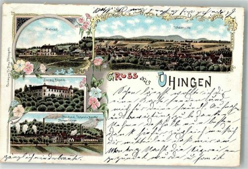 Uhingen 1899 Bahnhof Schloß Filseck Bleicherei-Färberei Stuttgart-Uhingen