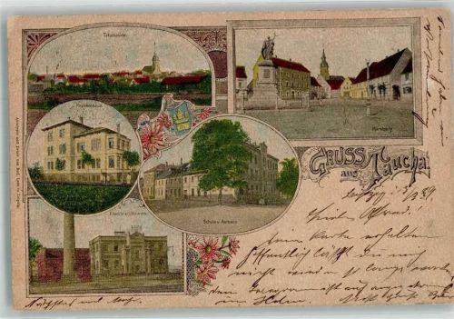 Taucha 1899 Marktplatz Krankenhaus Elektrizitätswerk Schule Rathaus