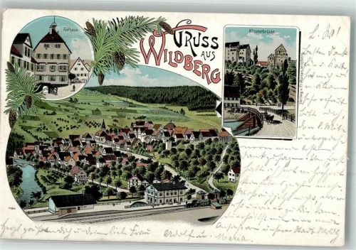 Wildberg 1900 Bahnhof Rathaus Klosterbrücke