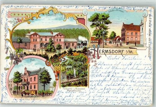 Hermsdorf 1898 Post Bahnhof Park Bahnpost Berlin-Oranienburg Zg. 132