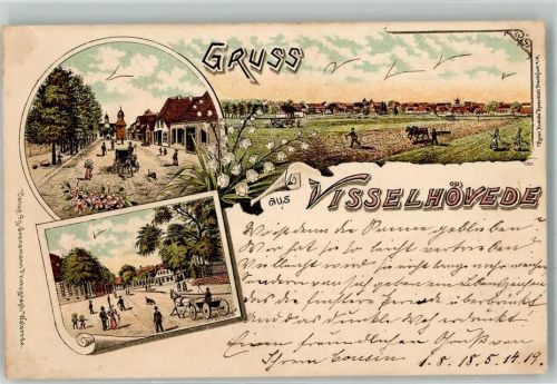 Visselhövede 1898 Dorfstraße Ackerfeld Pferdepflug