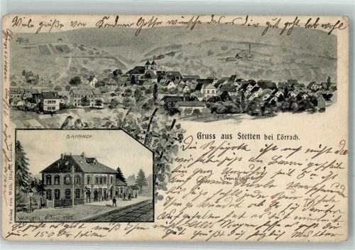 Stetten 1903 Bahnhof sign. W. Hügin