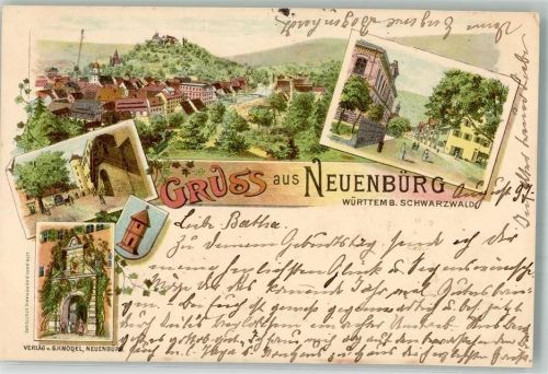 Neuenbürg 1897 Dorfstraße Stadtwappen Schloßtor
