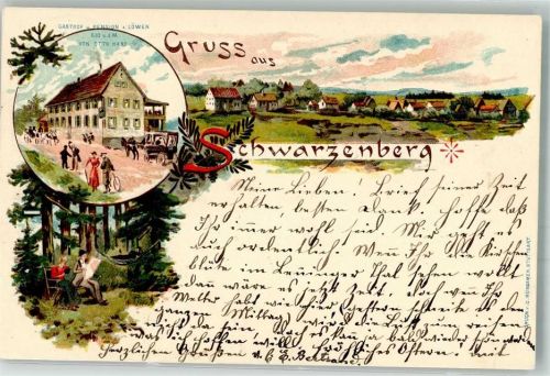 Schwarzenberg 1905 Waldlichtung Gasthaus zum Löwen Kutsche