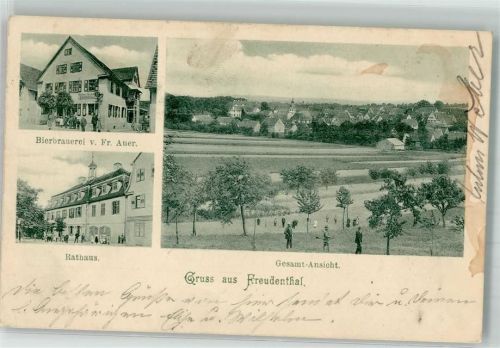 74392 W7121 Freudental , Württ 1905 - Rathaus Bierbrauerei Auer