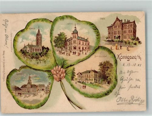 Königsee 1901 Blatt Rathaus Schiesshaus Kirche Bahnhofs-Hotel Schule