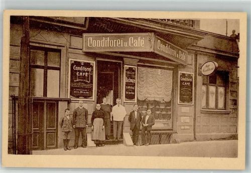 10115 O1190 Niederschöneweide Foto AK Conditorei-Cafe Gerczembeck Emailleschilder