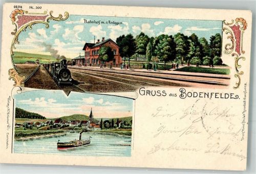 Bodenfelde 1903 Bahnhof Bahngleise Weser Salondampfer Bahnpost Zug 287