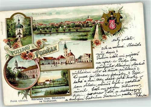Vodnany 1899 St. Jane Kirche Marktplatz