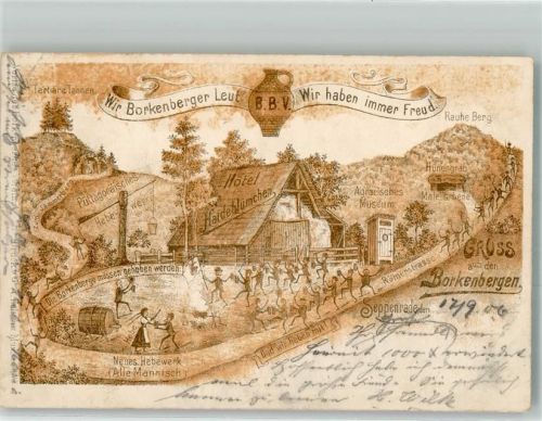 Seppenrade Lithographie Hotel Haideblümchen Römerstraße Neues Hebewerk Hünengrab