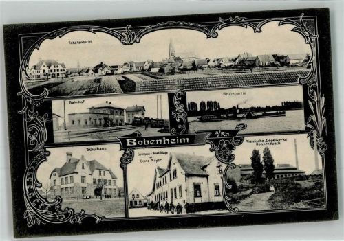 Bobenheim-Roxheim 1919 Schule Gasthaus zur Neuen Anlage Bahnhof Rhein Raddampfer Rheinische Ziegelwerke