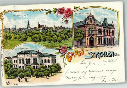 Strehlen 1898 Kaiserl. Postamt Königl. Gymnasium