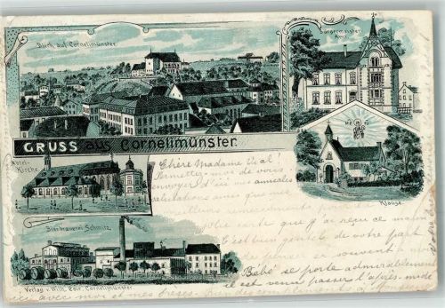 Kornelimünster 1901 Lithographie Abteikirche Bierbrauerei Schmitz Bürgermeister-Amt Klause Erh. II-Stauchungen