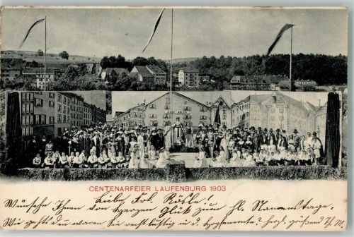 79725 W7887 Laufenburg , Baden 1903 Foto AK Centenarfeier Laufenburg 1903 Gruppenaufnahme