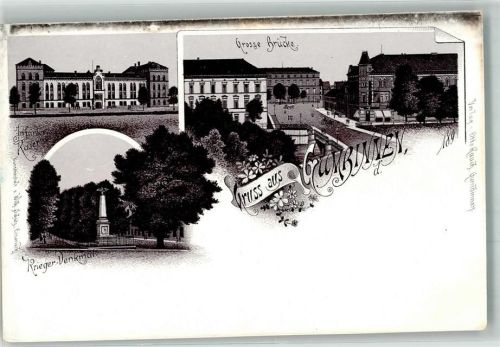 Gumbinnen 1896 Große Brücke Kriegerdenkmal