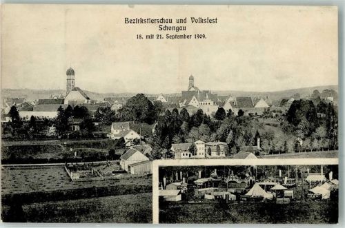 Schongau 1909 Bezirkstierschau und Volksfest 1909 Festgelände