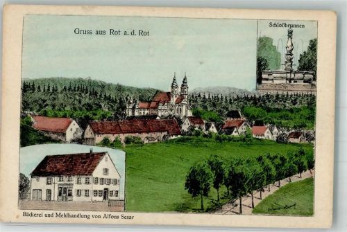Rot 1925 Bäckerei-Mehlhandlung Sesar Schloßbrunnen signiert